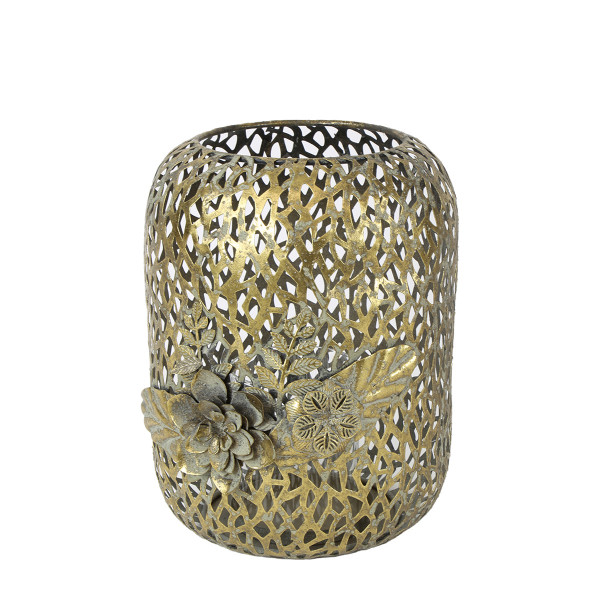 Windlicht Ornament, gold - used look, 18x24cm, Metall