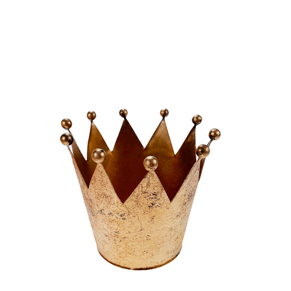 Deko Krone, antikgold, used look, 11x8cm, Metall