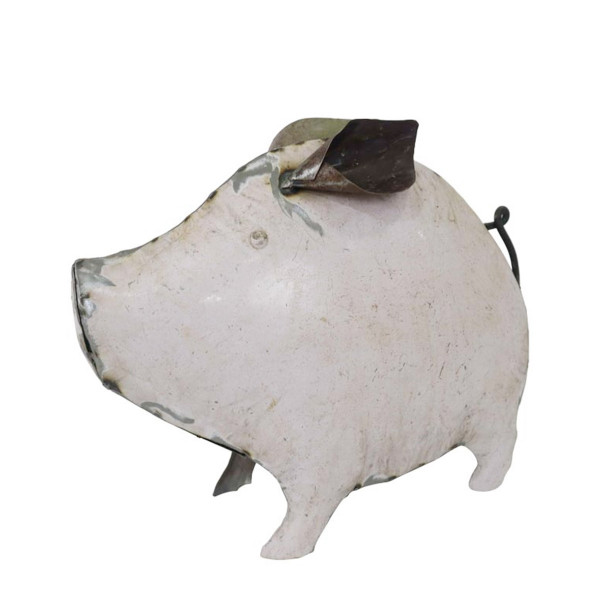 Deko Schwein used look, Metallschwein cremeweiß, 40x36cm