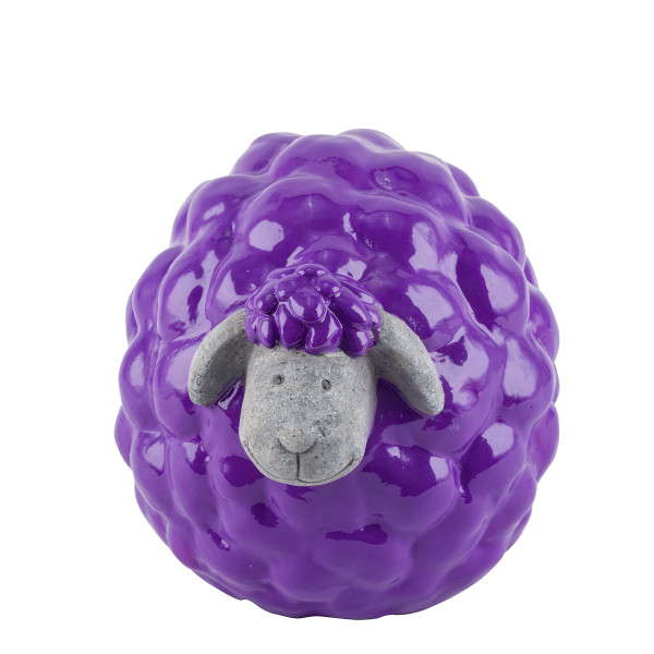 Deko Schaf Kugelrund, Keramikschaf violett, 17x13cm