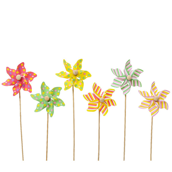 Deko Windrad, kleines Windrädchen in pink, grün, gelb, gepunktet oder gestreift, 28cm