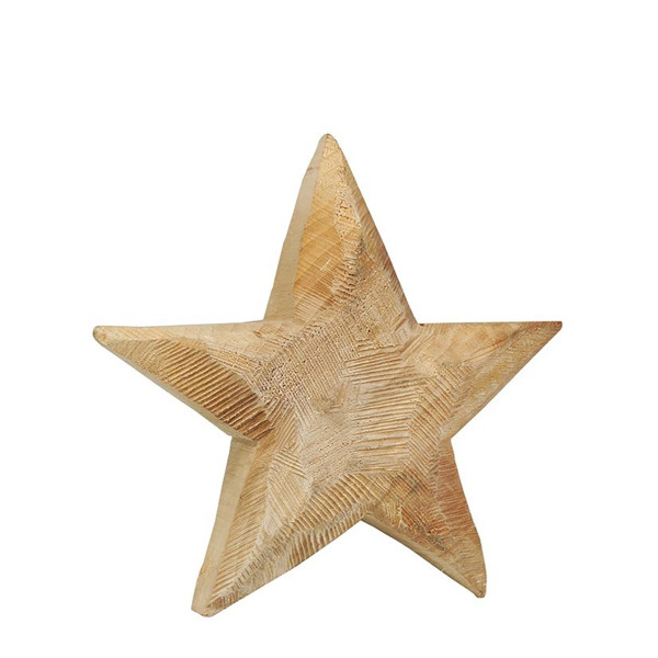 Deko Holzstern Natur, Stern sägerau aus Pappelholz, 20cm, WMG Grünberger