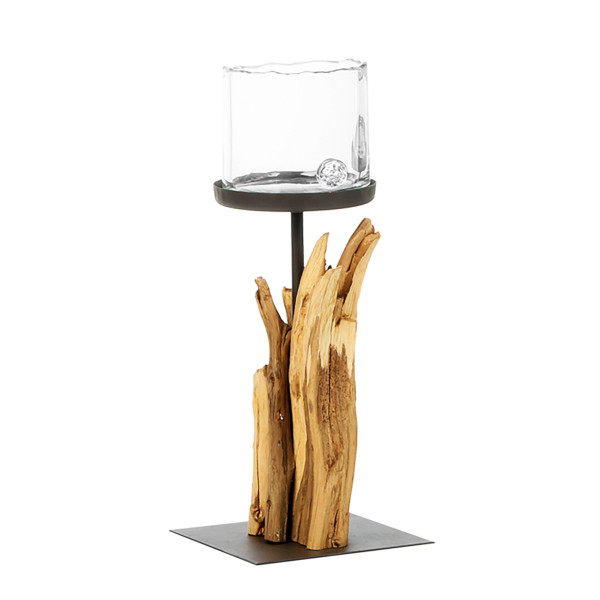 Holz Windlicht Raisa Jamilia, 35cm, Naturholz, WMG Grünberger