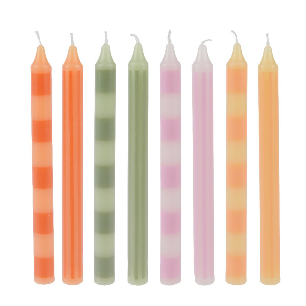 Stabkerze, Spitzkerzen geringelt oder gestreift, 23cm, 2St/Packg