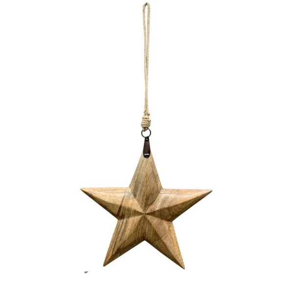 Deko Stern 3D, großer Holzstern, Weihnachtsstern natur, 40cm