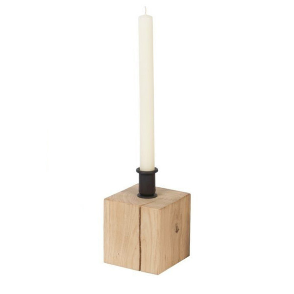 Holz Kerzenhalter Alia, Holzwürfel für Stabkerze, 15cm, WMG Grünberger