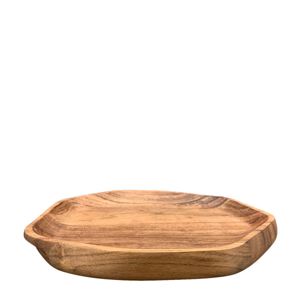 Tablett aus Naturholz, unregelmäßige Form, dekorative Holzschale, 23x22x2,5cm