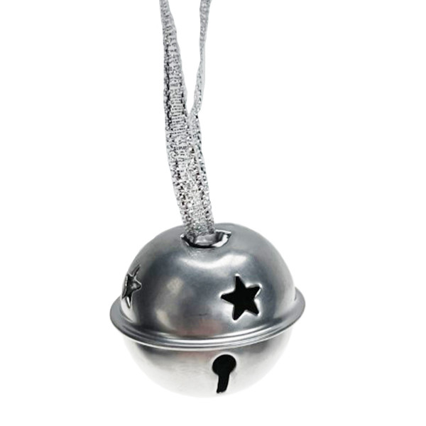 Deko Glöckchen, Metallglocke, Schellen mit Klang, silber, Ø2,3cm, 6St/Pckg, Hänger