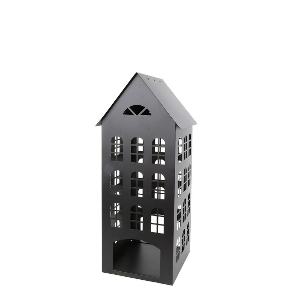 Laterne Haus schwarz 45cm Metall