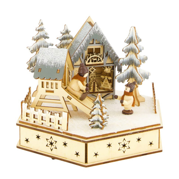 LED Winterlandschaft Spielplatz aus Holz, beleuchtet, 20x15cm, DIJK Natural Collections