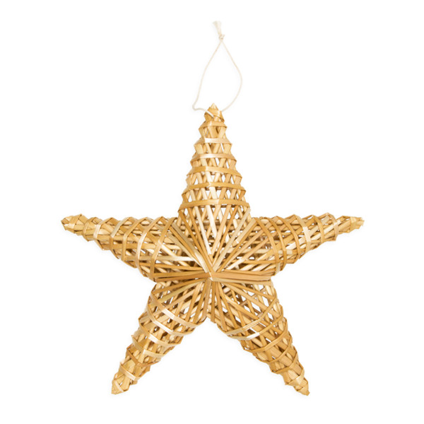 Deko Strohstern Weihnachten, Christbaumschmuck aus Strohfasern, 20cm, Halbach