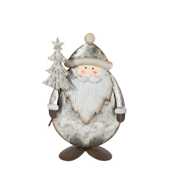 Nikolaus mit Tannenbaum silber 13cm Metall