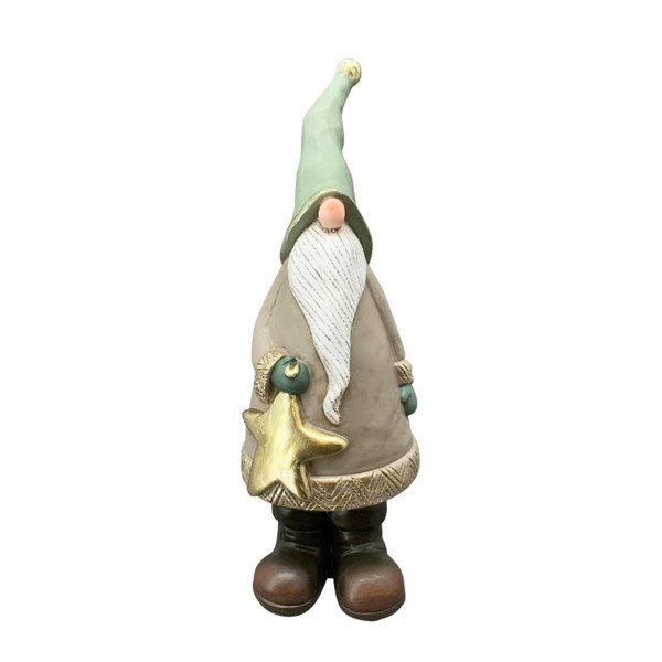 Deko Wichtel Gnom, Weihnachtswichtel mit Stern, 35cm, Polyresin