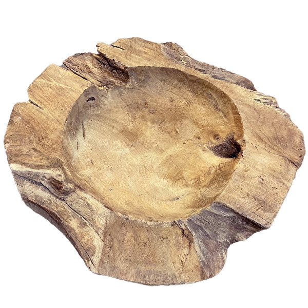 Holzschale Teak Rustikal, Schale Teakholz natur, Ø40cm, DIJK Natural Collections