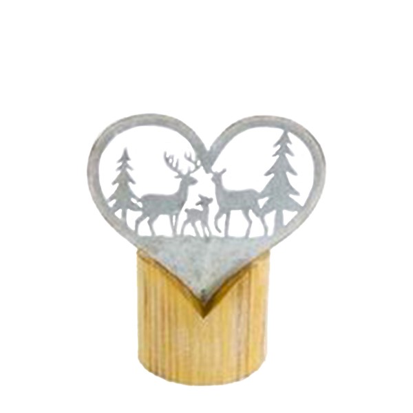 Herz auf Baumstamm 30x25cm silber-natur