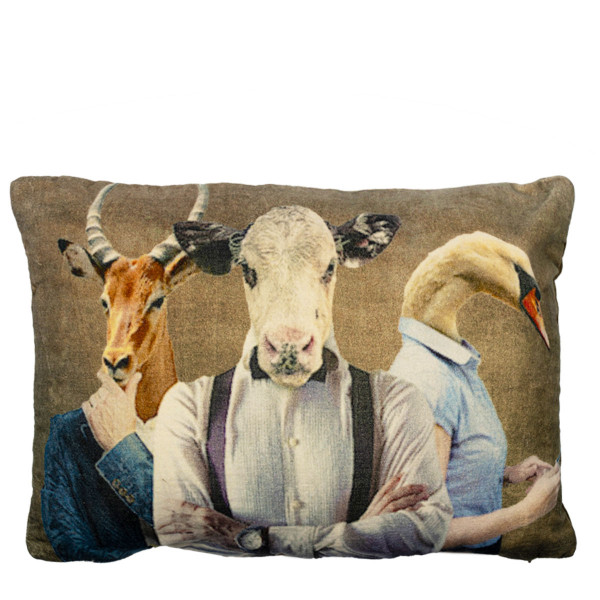 Samt Kissen Tiere, Kissen mit Kuh, Schwan, Antilope, 30x60cm, Mars &amp; More