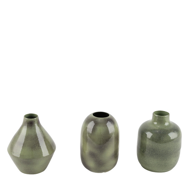 Blumenvasen grün, Metallvase in 3 unterschiedlichen Ausführungen, 9cm