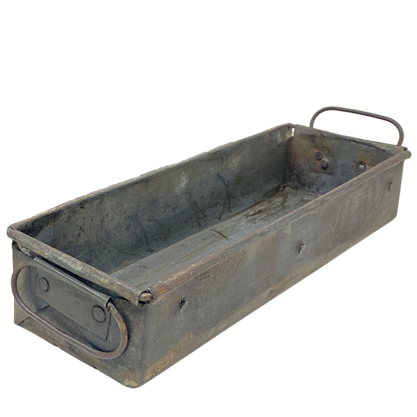 Deko Kiste Antique, längliche Schale mit Griffe, grau antik-used look, 36x10cm, Metall