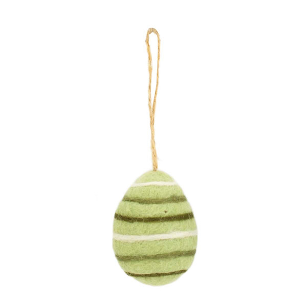 Deko Ei, Osterei aus Filz, hellgrün mit Ringel, 5x7cm, Hänger, DIJK Natural Collections
