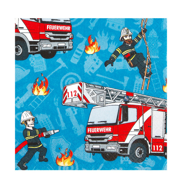 Home Fashion Papierservietten Kinder Feuerwehr, 33x33cm
