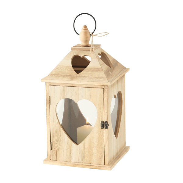 Windlicht Jules mit Herz, Holzlaterne 20x20x40cm, Boltze Home Collections