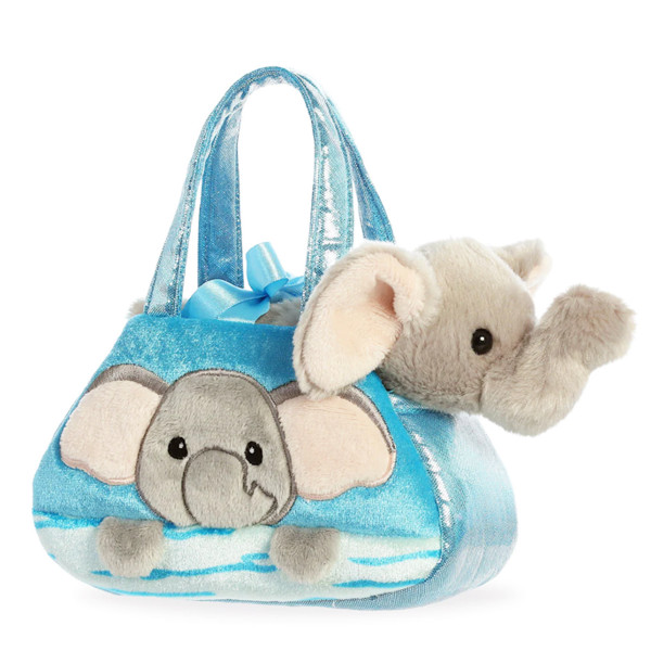 Plüsch Tasche mit Stofftier Elefant grau, Fancy Pals, Peek-a-Boo, 20cm, Aurora World
