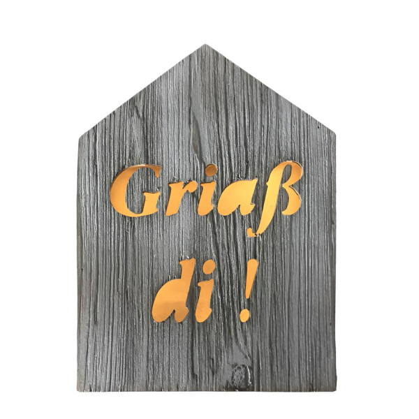 Deko Holzhaus Griaß di! Altholz-Haus beleuchtet, 20x30x4cm, Gerrys Garden