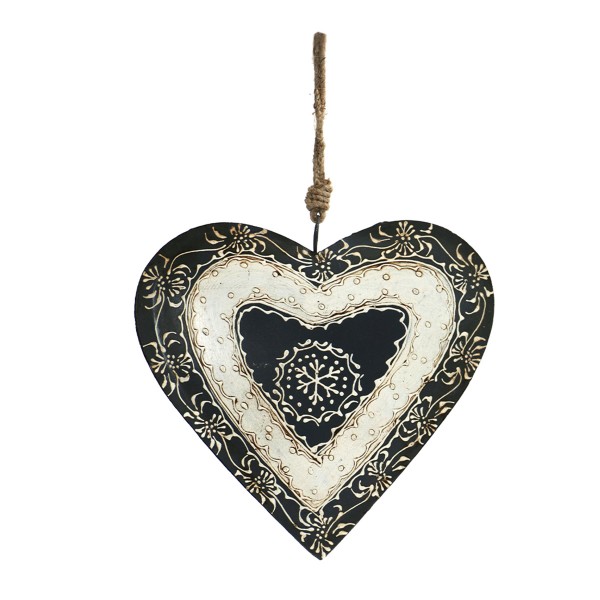 Metall Herz, grau, 25cm