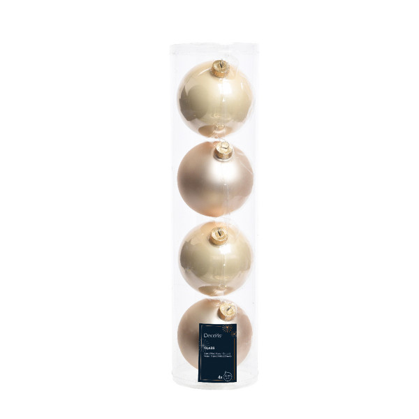 Weihnachtsbaumkugeln aus Glas, perle emaille/matt, Ø10cm, 4St/Box, Decoris