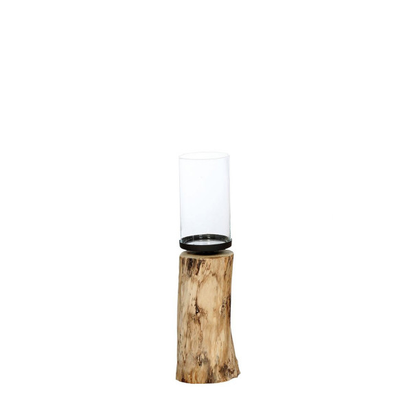 Holz Windlicht, Baumstamm, Eiche natur, 90cm, WMG Grünberger