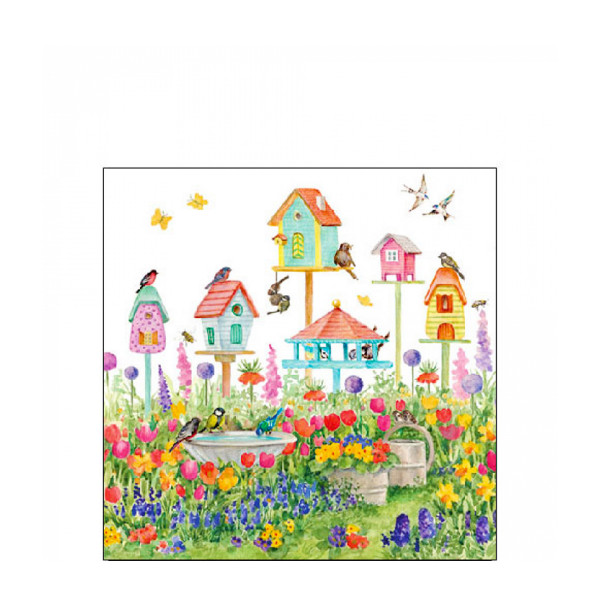 Ambiente Papierservietten Vogelhäuser im Garten, Birdhouses, 25x25cm