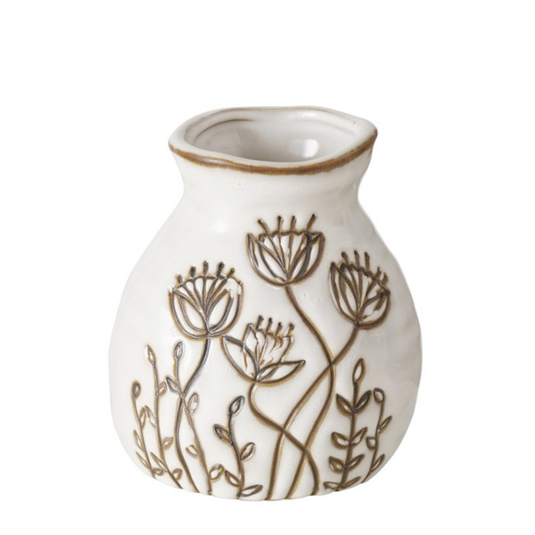 Blumenvase Bloma, Keramikvase mit Blumendesign, 9x8cm, Boltze Home Collections