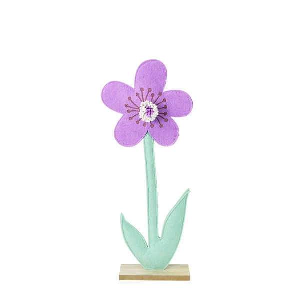 Deko Filz Blume, türkis, lila, 46cm, Aufsteller