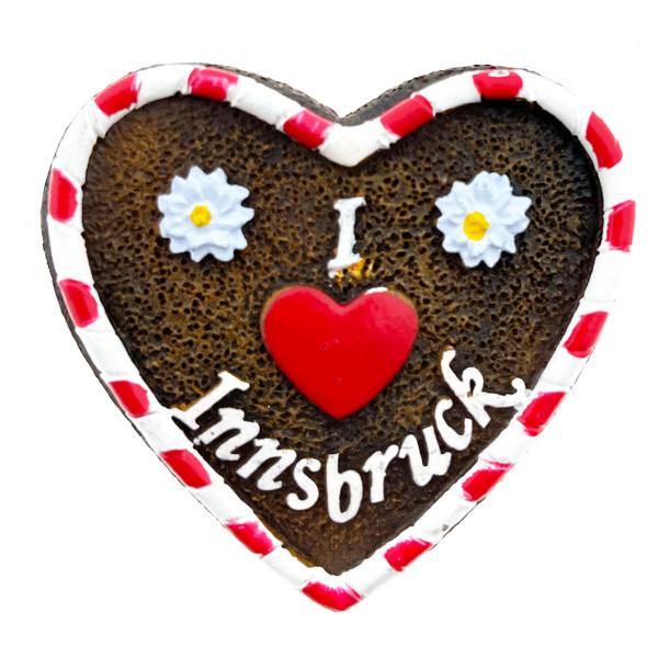 Magnet Herz Innsbruck, Herz mit Edelweiß, I love Innsbruck, 6x6cm