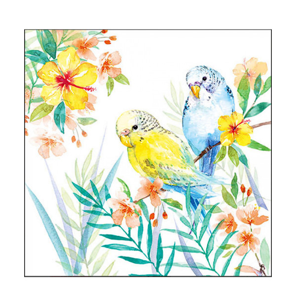 Ambiente Papierservietten Wellensittiche, Budgies couple, 33x33cm