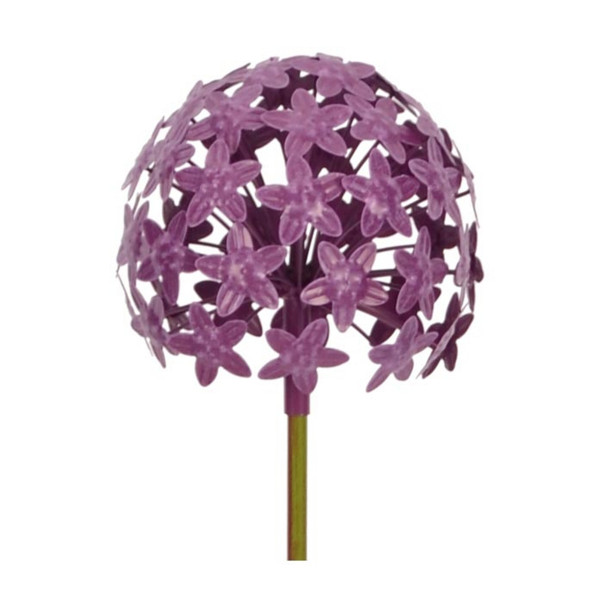 Deko Gartenstecker Allium lila, runde Lauchzwiebel aus Metall, 116cm