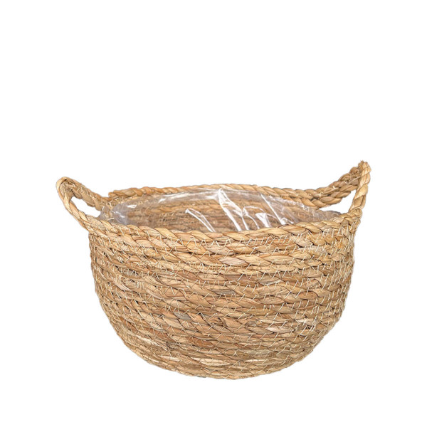 Pflanzkorb Seegras natur, Übertopf mit Henkel natur, 15cm, Naturkorb