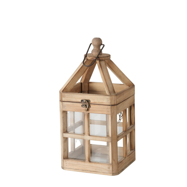 Deko Laterne Torre, Holzlaterne mit Glas-Sprossen-Fenster, 38cm, Boltze Home Collection