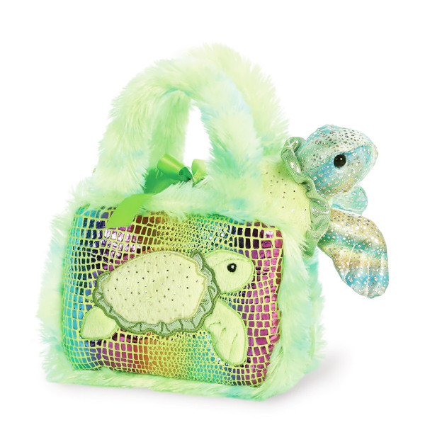 Plüsch Tasche mit Stofftier Schildkröte grün, Fancy Pals, 20cm, Aurora World