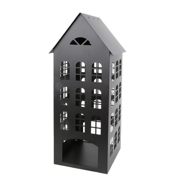 Laterne Haus schwarz 60cm Metall