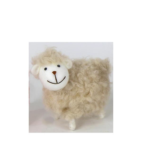 Deko Schaf, Plüschschaf beige, 11cm, Wolle