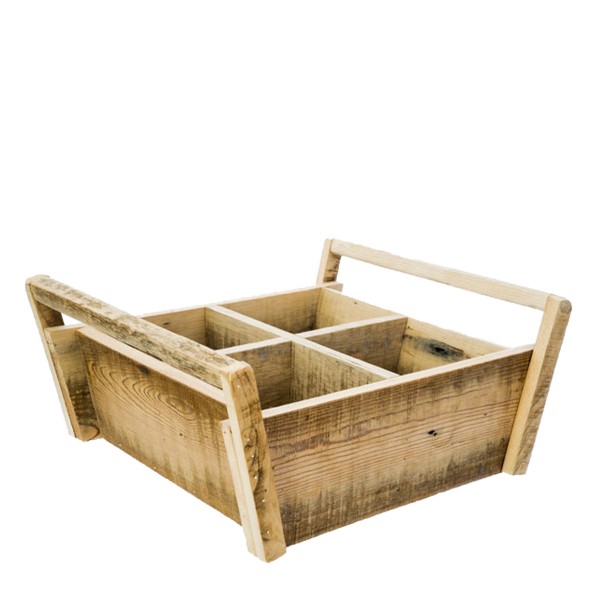 Holz Kasten mit Griffe, 4 Unterteilungen, 35cm