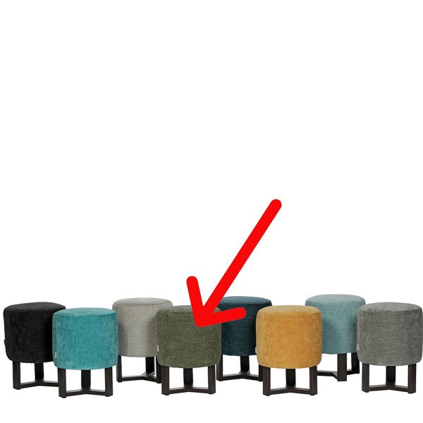 Eisenhocker Emma mit weichem Boston Stoffüberzug, forest-grün, 45cm, WMG Grünberger