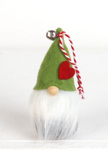 Wichtel &quot;Daniel&quot;, 9cm, grüne Filzmütze, zum Hängen