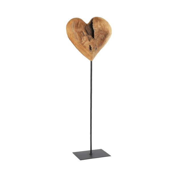 Holz Herz, Teak, auf Metallständer, 80cm, WMG Grünberger