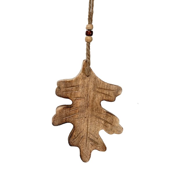 Holz Eichen Blatt, natur, 14cm, Hänger