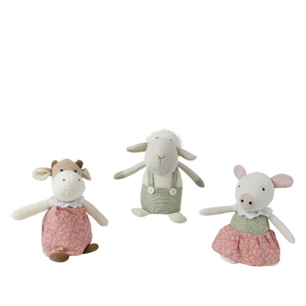 Deko Plüschtiere Bauernhof, Kuh, Schwein oder Schaf aus Plüsch mit Kleidung, 25cm