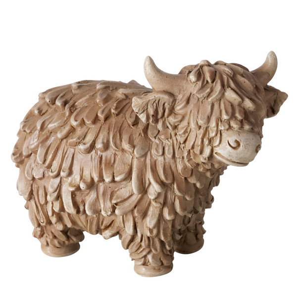 Deko Kuh Buffy, Schottisches Hochlandrind braun, 10x7cm, Boltze Home Collections
