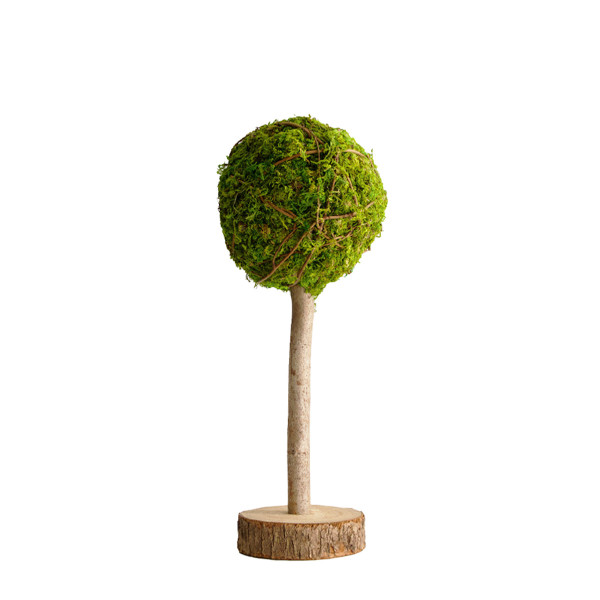 Deko Moosbäumchen, Mooskugel auf Naturholzstamm, 30cm