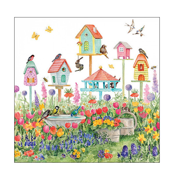 Ambiente Papierservietten Vogelhäuser im Garten, Birdhouses, 33x33cm